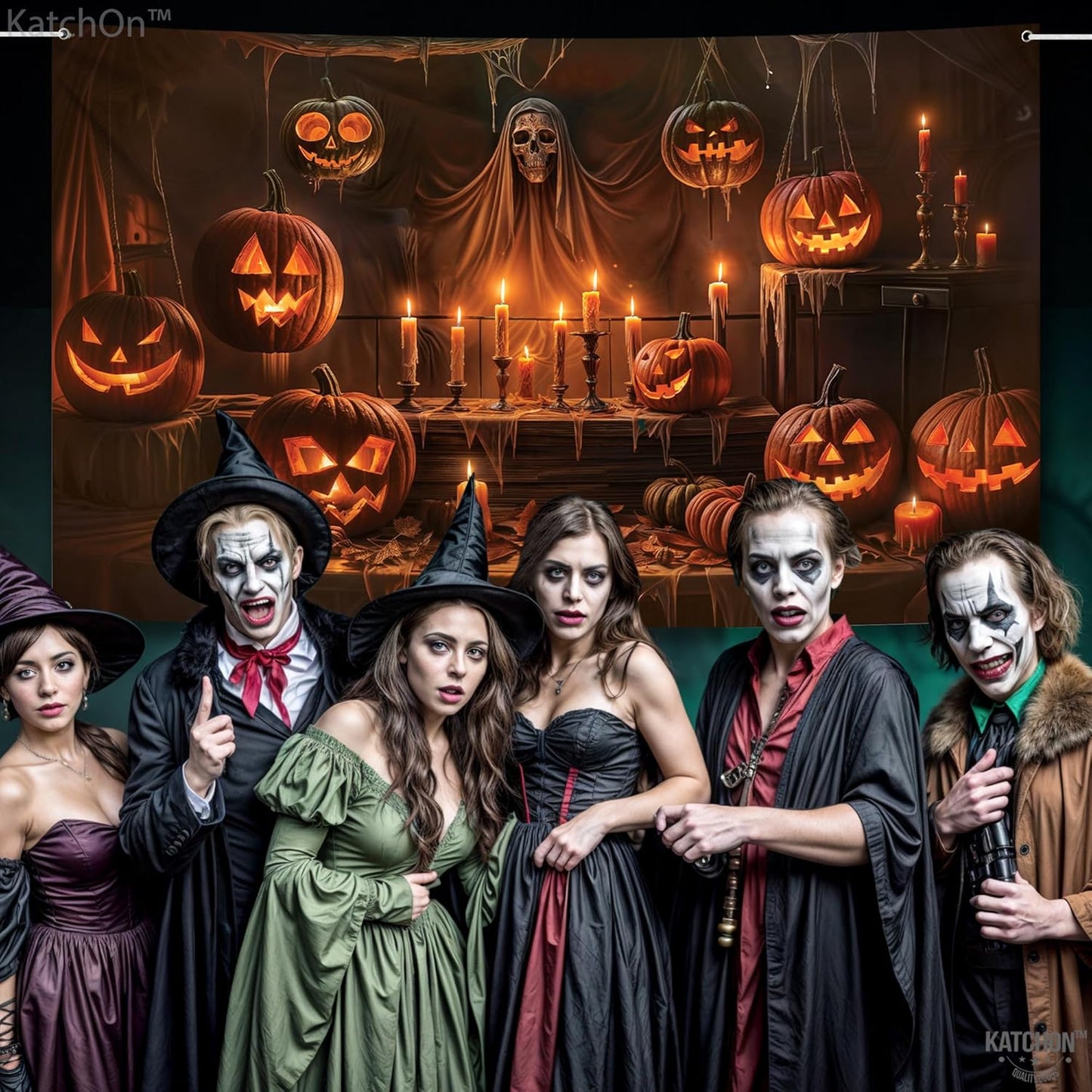 KatchOn XtraLarge Spooky Backdrop - 72x44 Inch | Halloween Photo Backdrop & Banner for Party Decorations