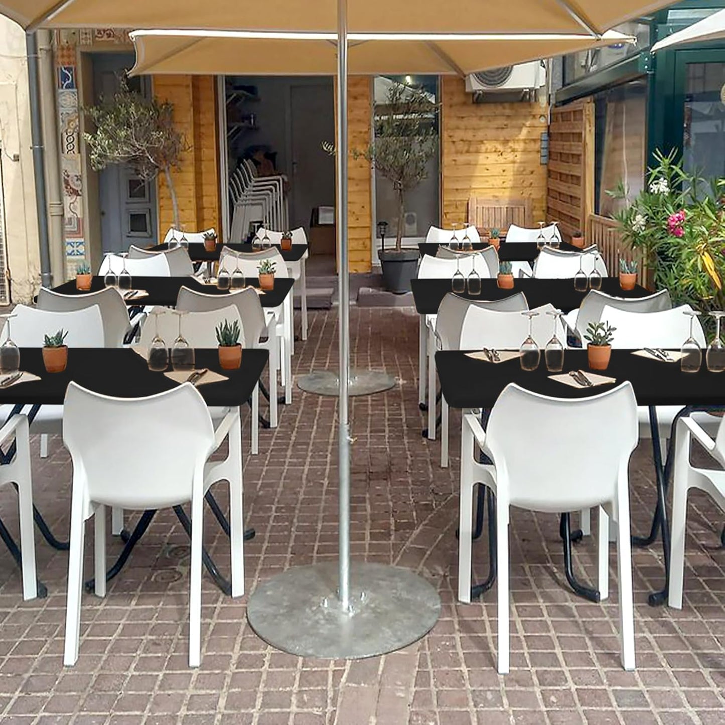 Fitted Tablecloth for 6 Foot Rectangle Tables-10 Pack Black Elastic Outdoor Picnic Table Cover-Spandex Stretch Folding Table Cloths 6 ft for Camping Dining Room Patio Kitchen Banquet Party