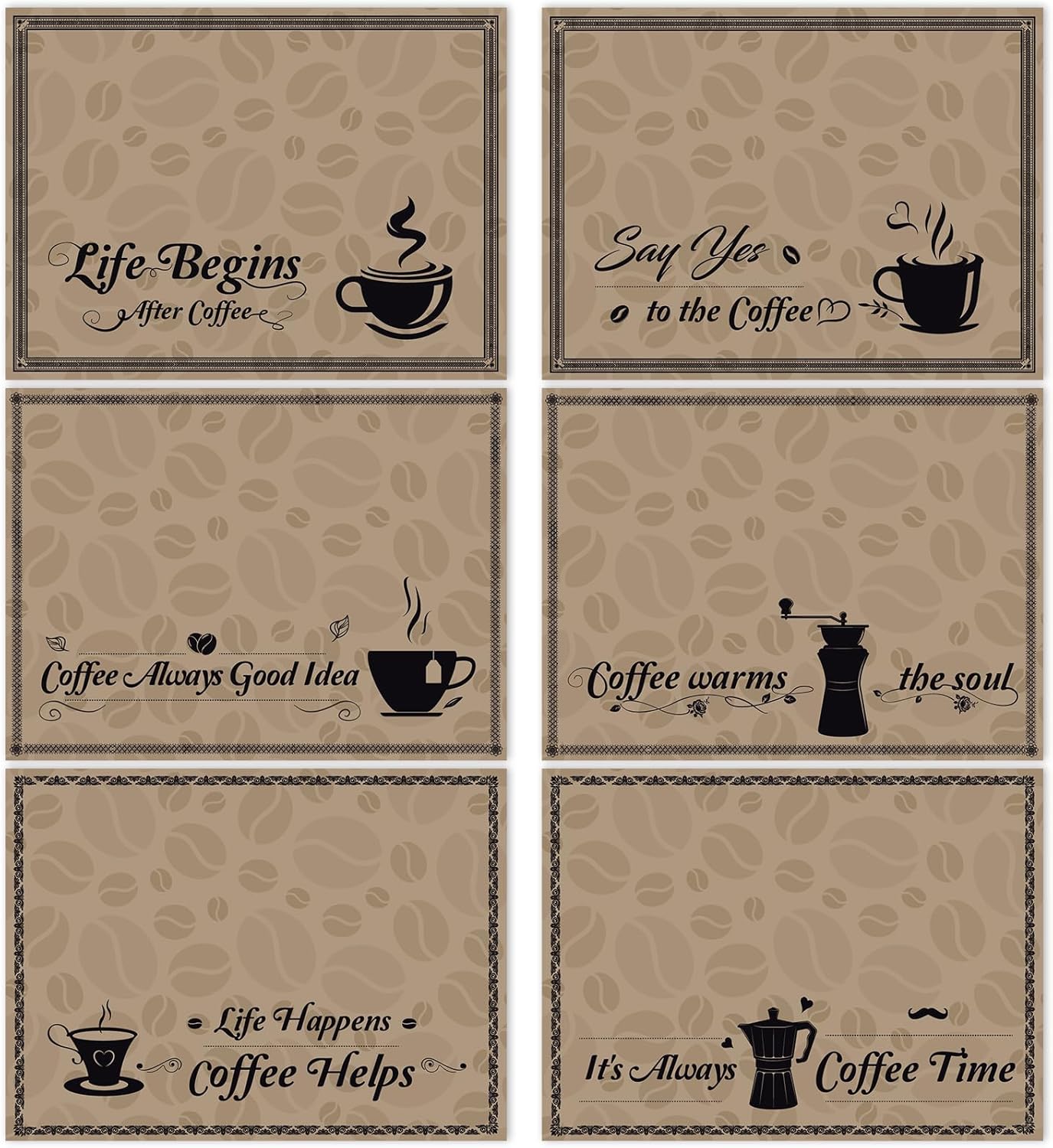 Coffee Bar Placemats Set of 6 Coffee Bar Plastic Table Mats Machine Place Mats Washable Vinyl Accessories Table Decoration for Indoor Outdoor Party Kitchen Dining