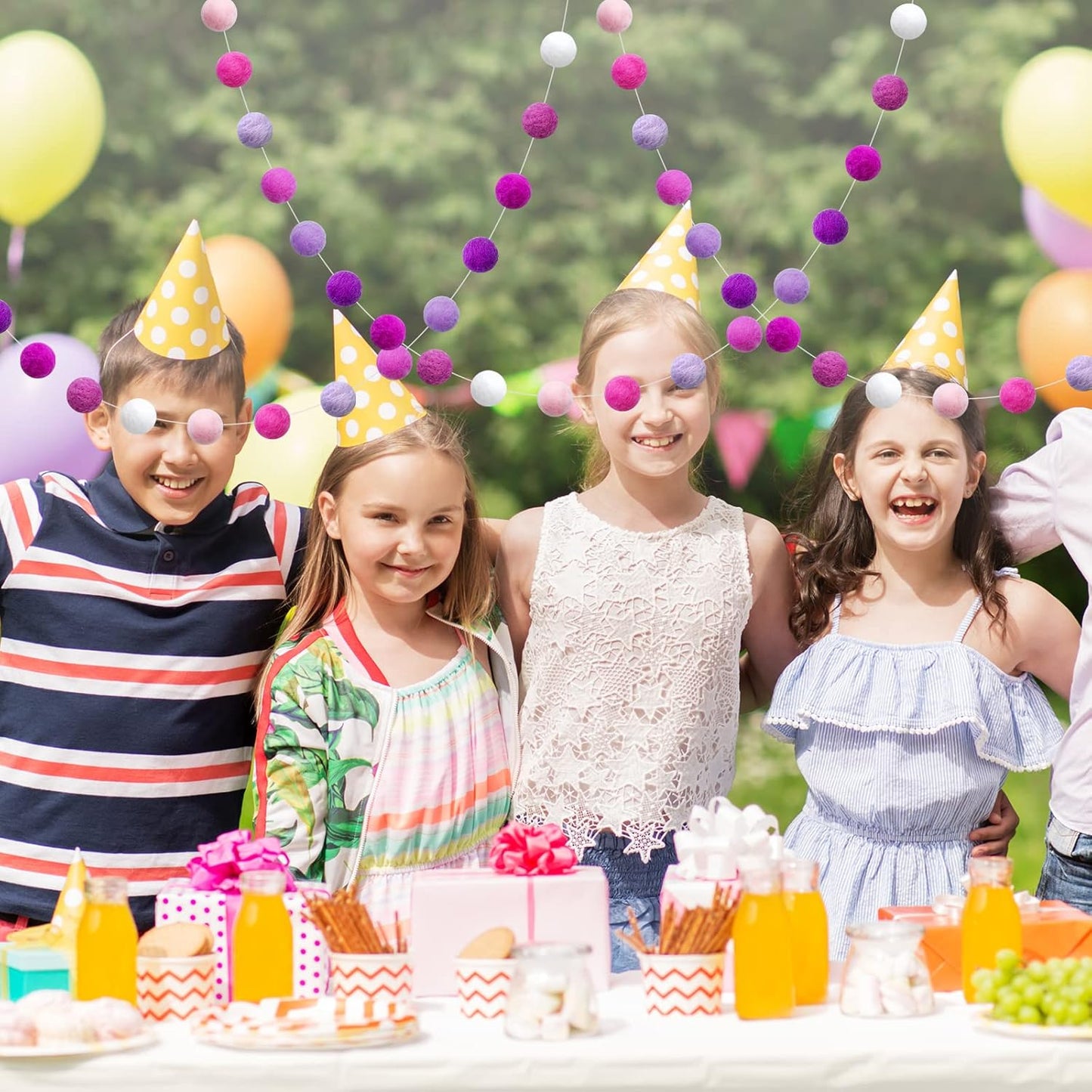 Felt Ball Garland Misscrafts 9.8 Feet 100% Wool Roving Pom Pom Garland 20mm Colorful for Baby Shower Grand Opening Party Festivals Room Decorations