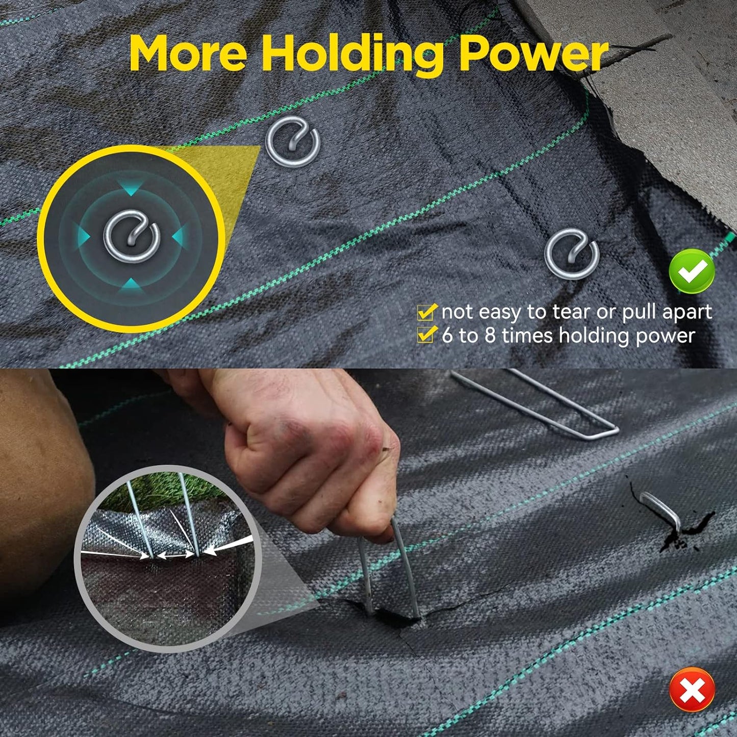 Landscape Fabric Pins, Thickened 8 Gauge Circle Top Landscape Pins-120 Pcs, Not Easy to Bend 6 inch Galvanized Landscape Fabric Stakes, More Holding Power Than U-Shape Garden Staples(120)