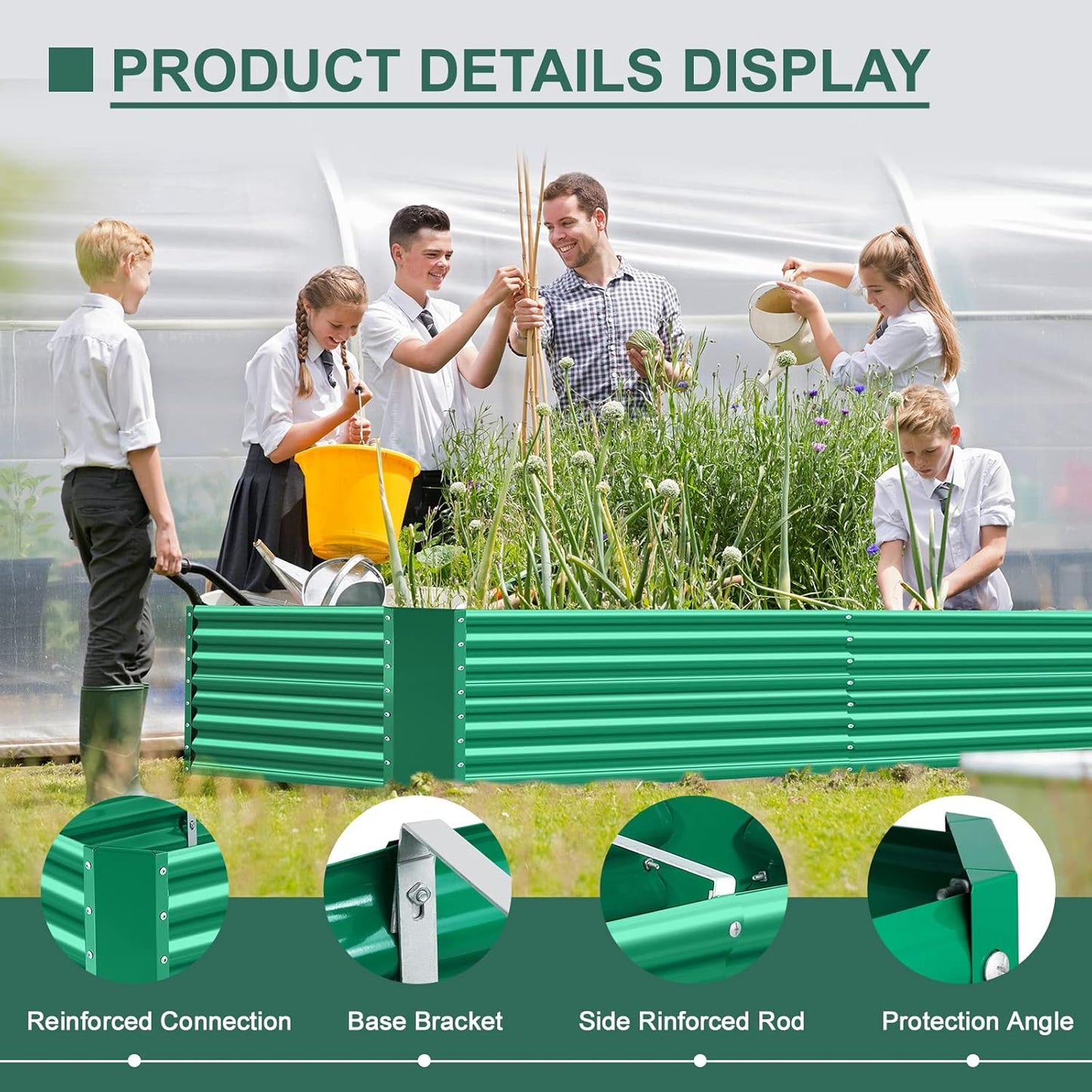 Land Guard 6×3×2 ft Galvanized Metal Raised Garden Bed, 2FT Deep Root Elevated Planter Box Steel Large Vegetable Flower Bed Kit(Green)