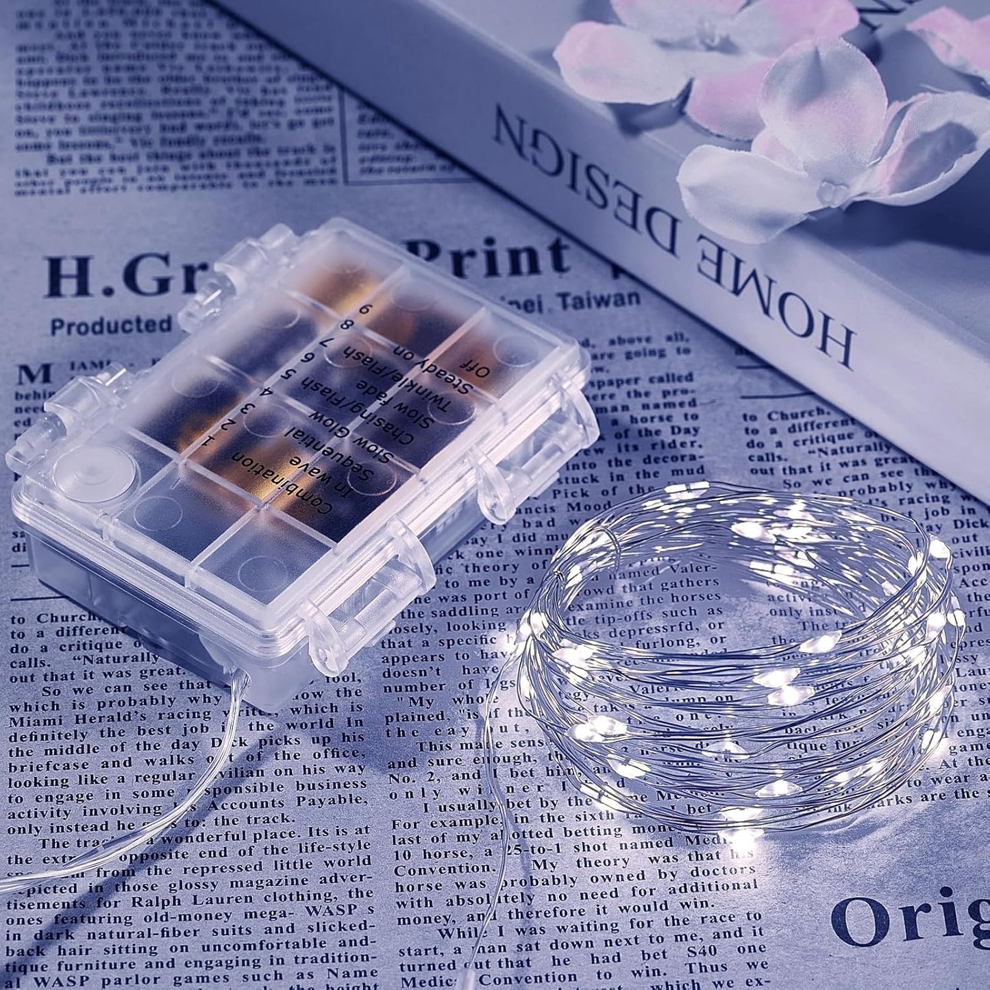 1 Pack 16.4 Ft. Battery Operated Outdoor String Lights with Remote & Timer, LED Cool White Fairy Lights, Waterproof Twinkle Lights for Bedroom, Dorm, Mason Jar, Wedding, Party, Christmas