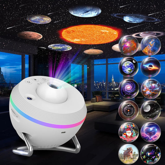Galaxy Projector, 13 in 1 HD Planetarium Galaxy Star Projector for Bedroom, Star Projector Galaxy Light with Timer, Meteor & RGB Lighting Effects, Galaxy Light Projector for Kids, Adults