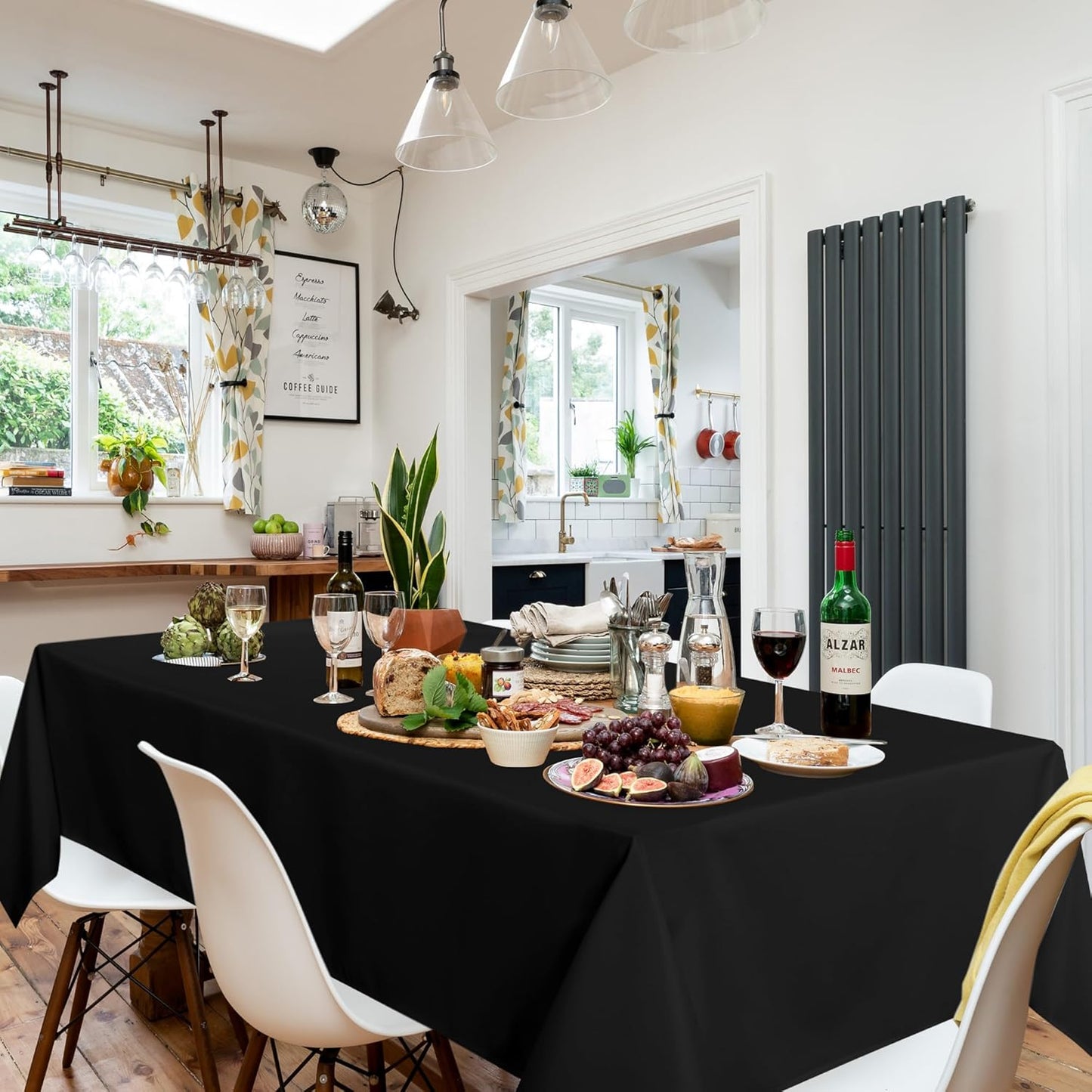 sancua 4 Pack Black Tablecloth 60 x 84 Inch, Rectangle Table Cloth for 4ft Tables - Stain and Wrinkle Resistant Washable Polyester Table Cover for Dining Wedding Banquet Party Buffet Restaurant