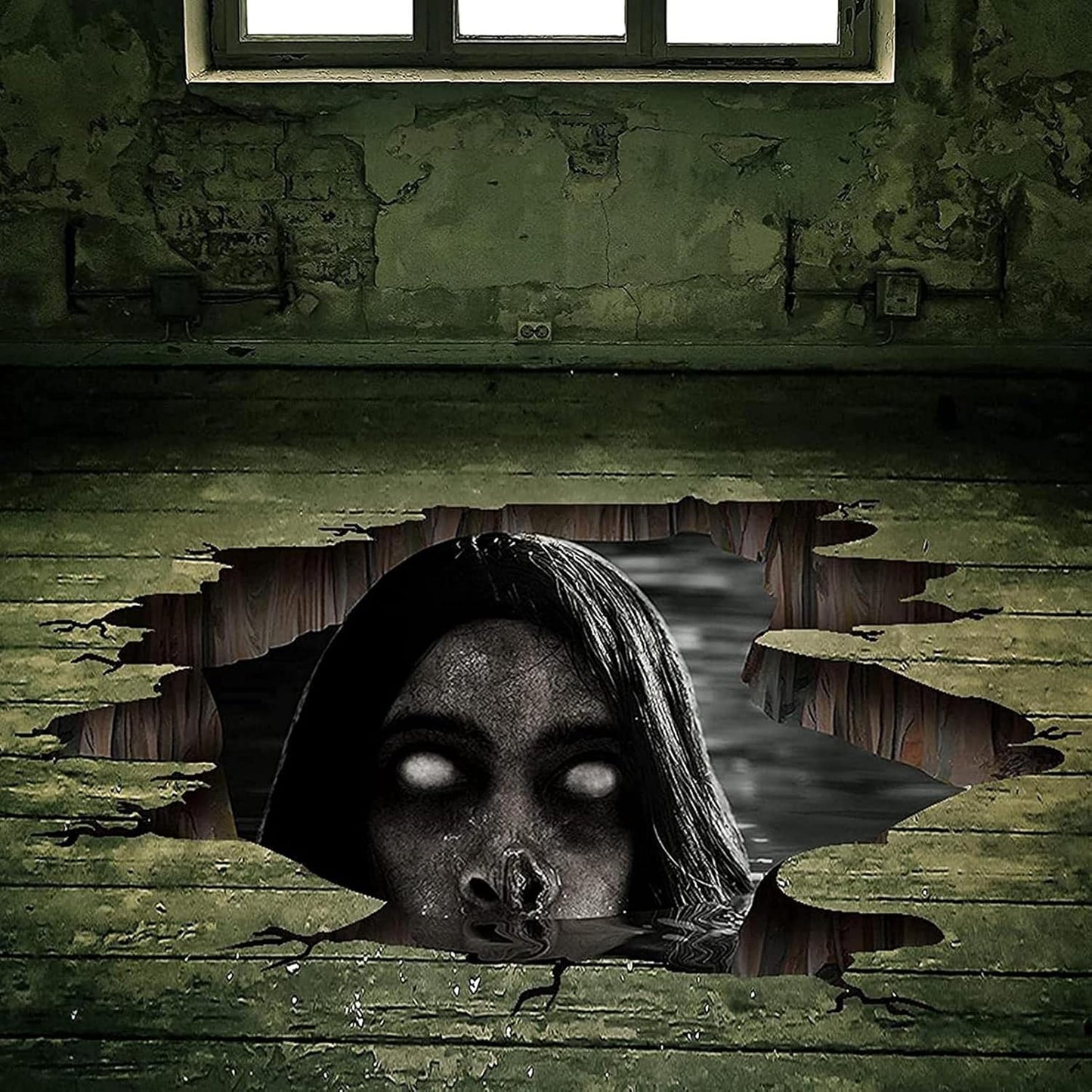 3D Halloween Floor Decals Scary Halloween Zombie Stickers for Living Room, Spooky Blind Women Scratching Floor Stickers Vinyl Removable Decals Art Decorations Party Supplies for Bar Pub