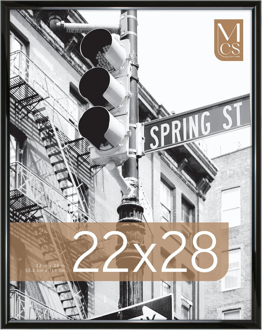 MCS Trendsetter 22x28 Poster Frame Black High-Gloss, Vertical & Horizontal Wall Hanging Large Picture Frame for Photos, Posters & Art Prints (1-Pack)