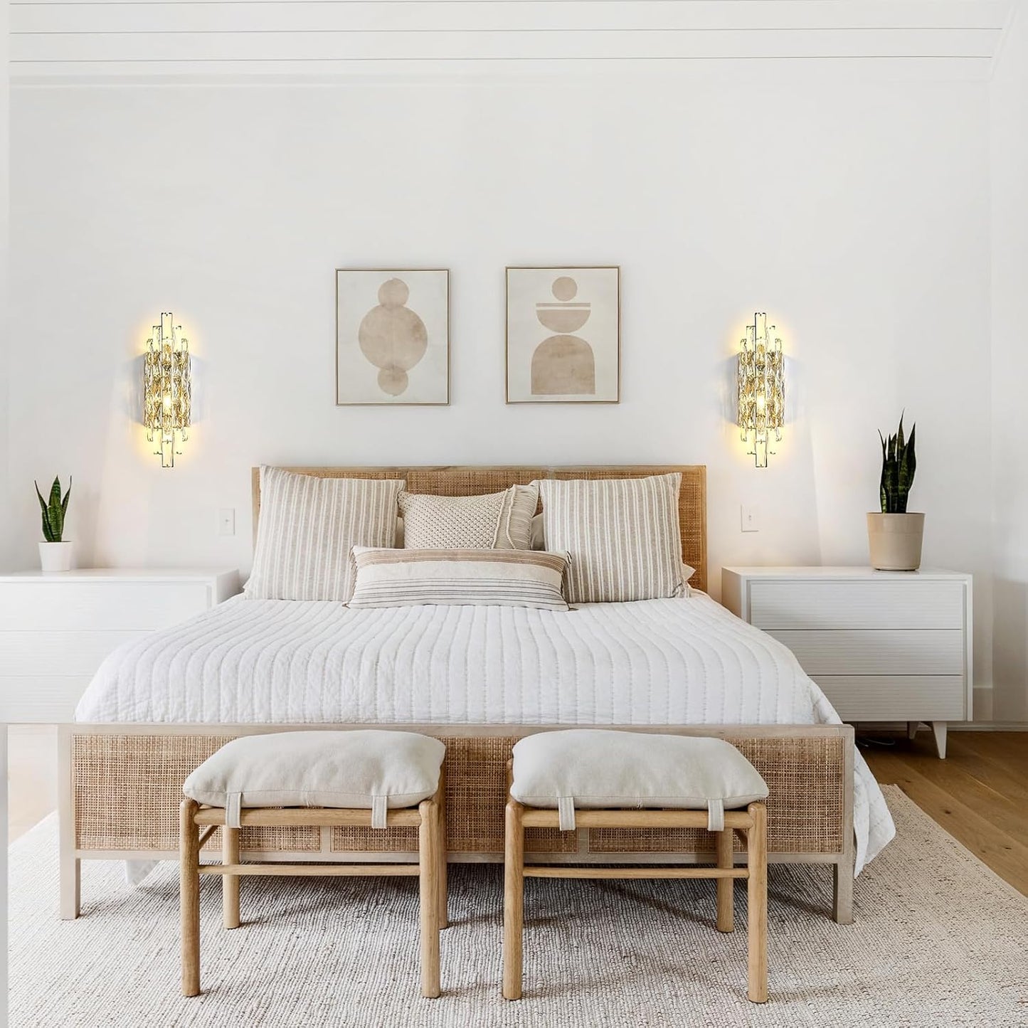 Modern Gold Crystal Wall Sconce Light Fixtures, Wall Mount Lamps for Bedroom Living Room Bathroom Vanity Mirror