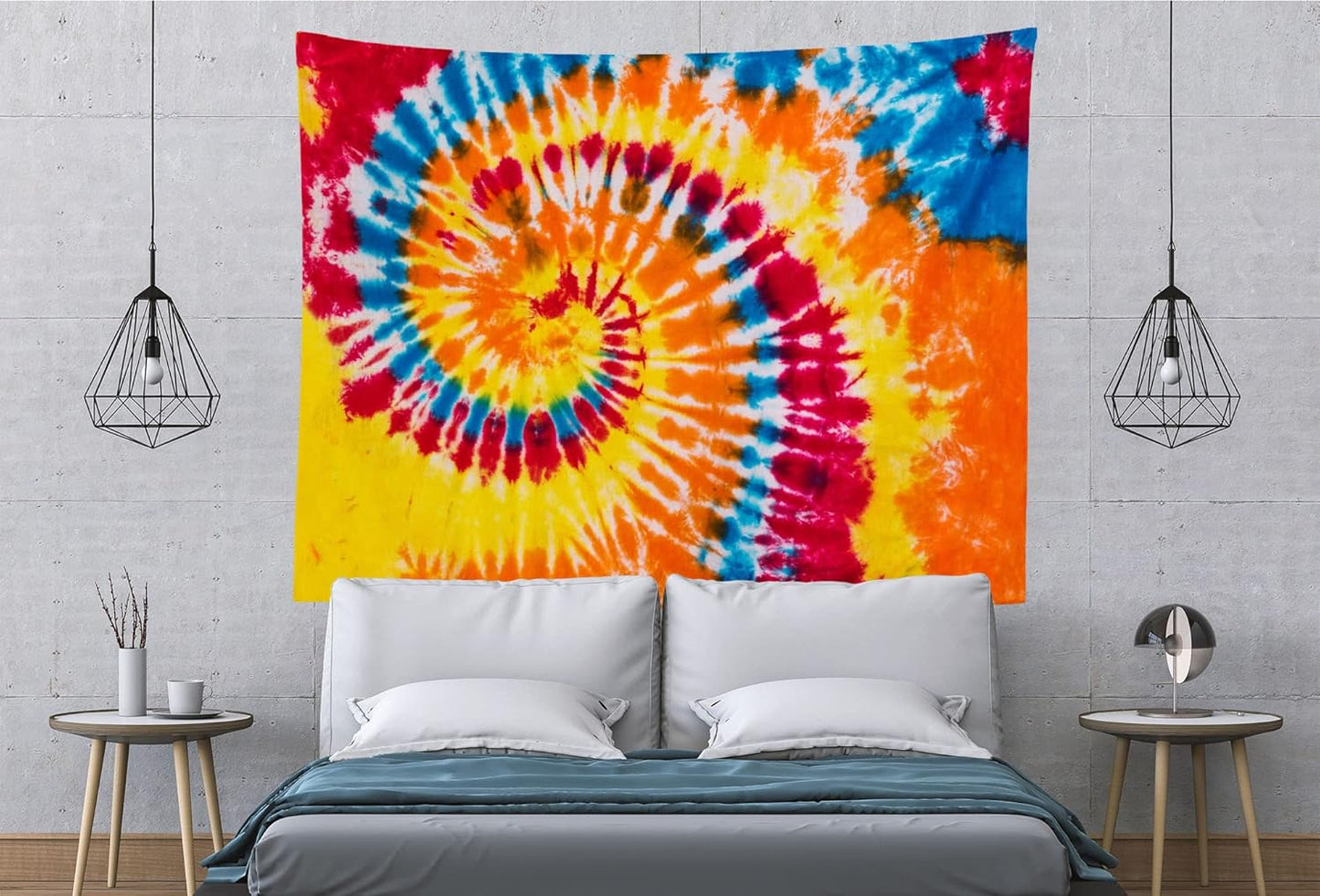 BELECO Tie Dye Tapestry Wall Hanging 60x40 Inch Colorful Spiral Tie Dye Party Decorations Watercolor Rainbow Tapestry 60s 70s Hippie Supplies Tie Dye Tapestries for Bedroom Living Room Dorm Decor