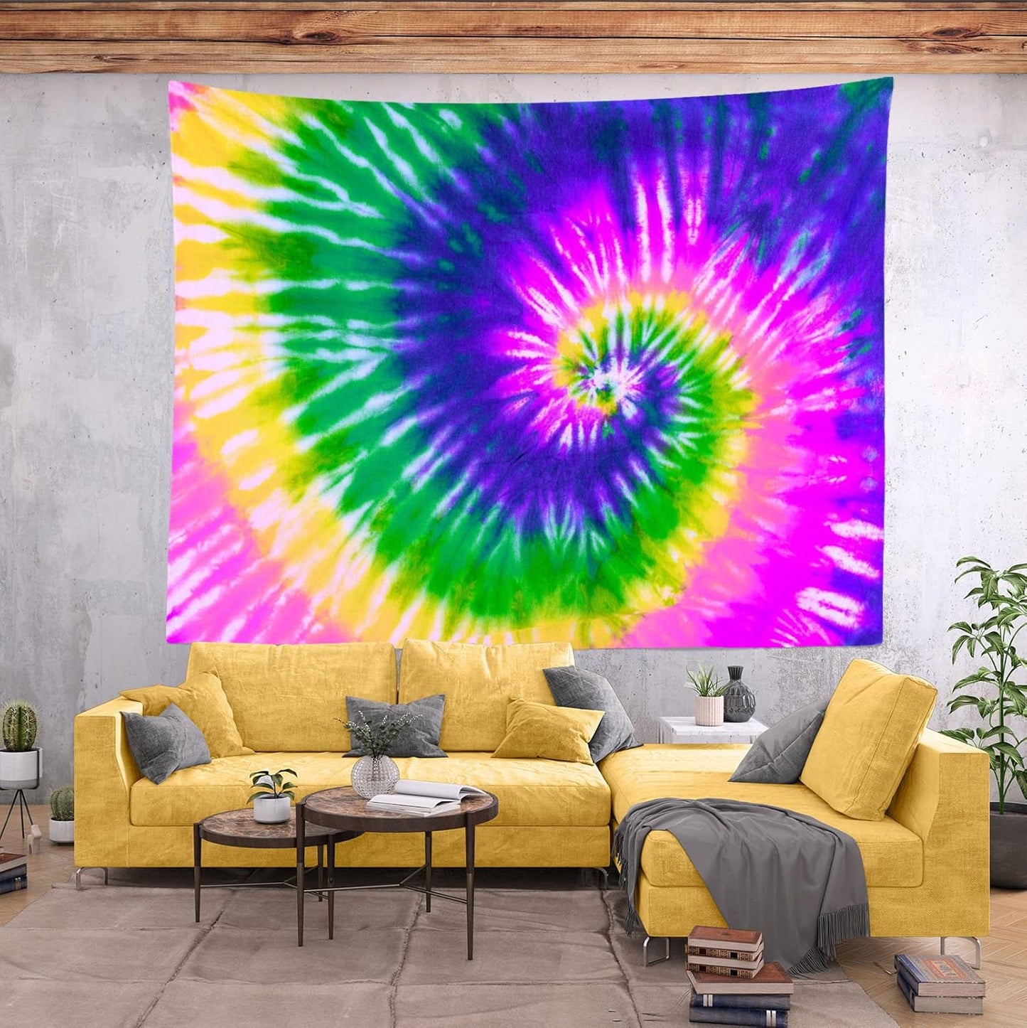 BELECO Tie Dye Tapestry Fabric Wall Hanging 60x40 Inch Hippie Tapestry 60's Tie Dye Wall Decor Watercolor Rainbow Spiral Tie Dye Art Tapestries for Bedroom Living Room Dorm Home Decor