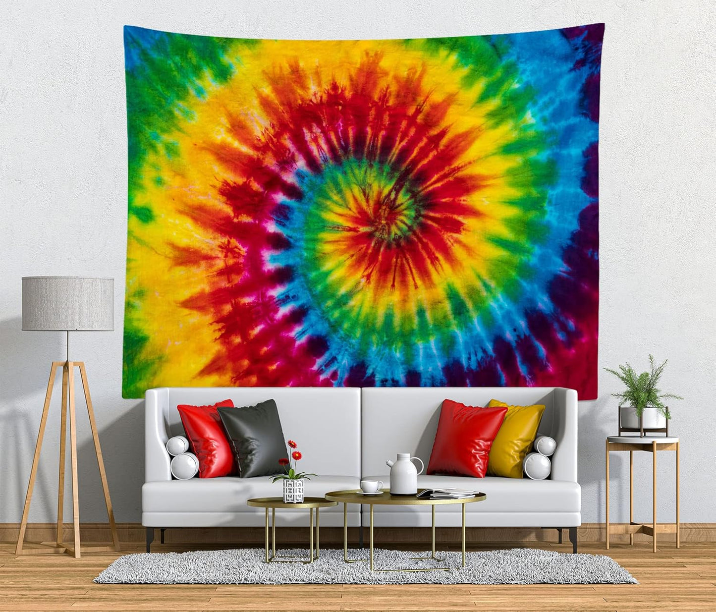 Loccor Tie Dye Tapestry Fabric Colorful Rainbow Spiral Tie Dye Hippie Theme Wall Hanging Decor LGBT Gay Pride Banner Birthday Party Decorations Home Bedroom Decor 60''x40''