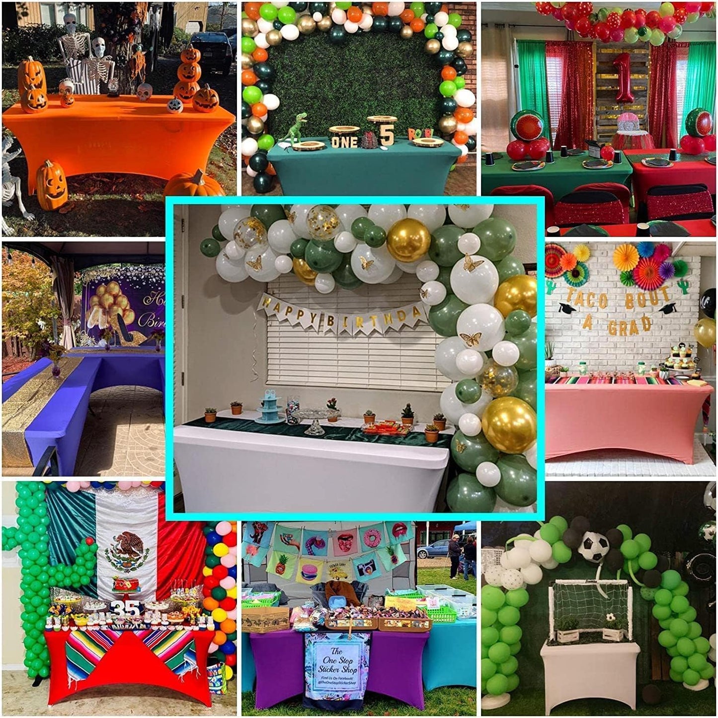 IVAPUPU 2 Pack 4FT Table Cloth for Rectangular Fitted Events Stretch Red Table Covers Washable Cover Spandex Tablecloth Protector for Party, Wedding, Cocktail, Banquet, Festival