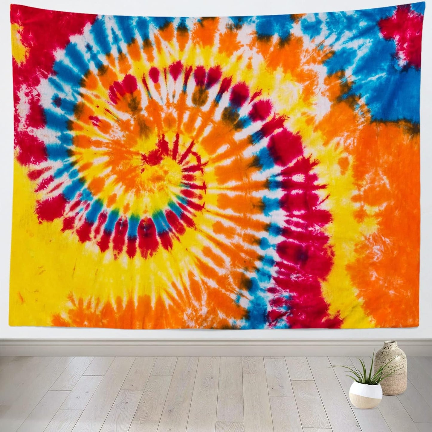 BELECO Tie Dye Tapestry Wall Hanging 60x40 Inch Colorful Spiral Tie Dye Party Decorations Watercolor Rainbow Tapestry 60s 70s Hippie Supplies Tie Dye Tapestries for Bedroom Living Room Dorm Decor