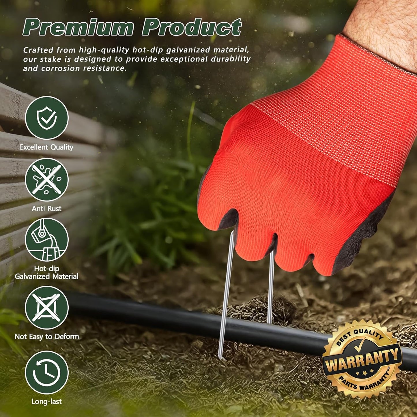 FEED GARDEN 6 Inch 500 Pack Galvanized Landscape Staples Plant Cover Pins 11 Gauge Tent Stakes Garden Stakes Landscaping Fabric SOD Pins Yard Spikes for Decoration Weed Barrier Fabric