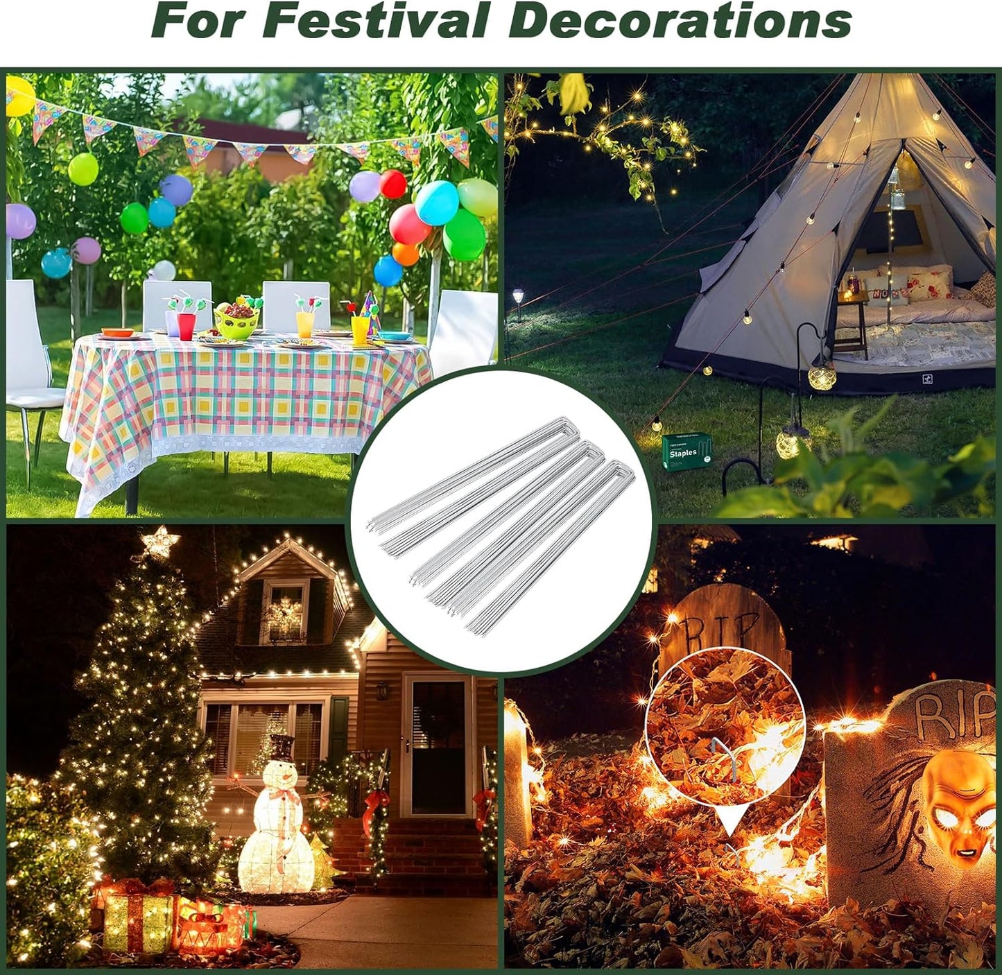 FEED GARDEN 6 Inch 25 Pack Galvanized Landscape Staples 11 Gauge Turf Garden Stakes Tent Stakes Landscaping Fabric SOD Pins Yard Stakes for Weed Barrier Fabric