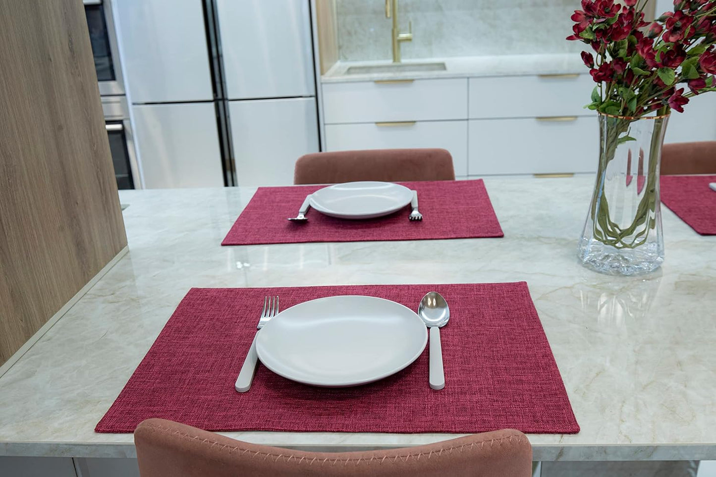 Placemat Set-Washable Place Mats for Parties-Elegant Table Mats for Kitchen Table, Set of 4 Dining Table Placemats-Heat-Resistant Cloth Placemats for Indoor and Outdoor,13x19-Burgundy Purple