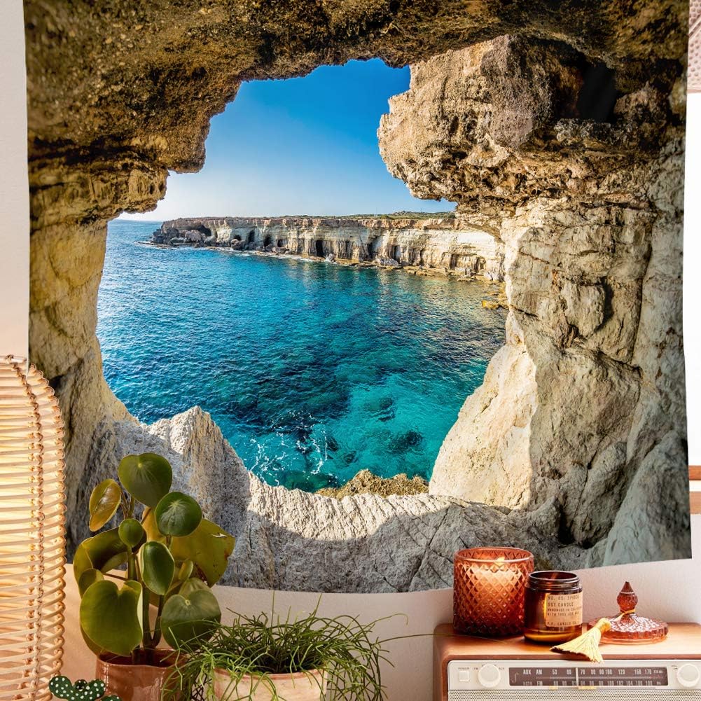 Llamazing Forest Home Decor Tapestry - Living Room Bedroom Decoration Landscape Curtain (Sea, 90.5''L70.8''W)