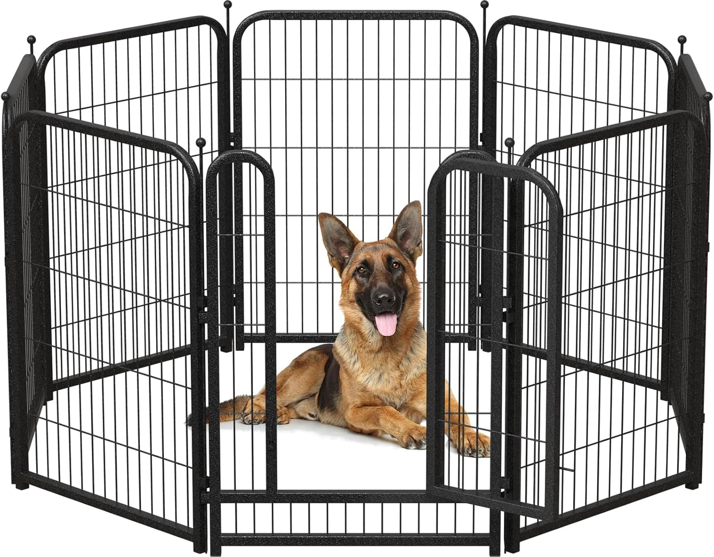 Metal Dog Playpen, 40 Inch Height 8 Panels, Ideal Dog Fence for Large/Medium/Small Dogs Indoor & Outdoor Bliss, Perfect Dog Pen for Camping, Yard, and RV | Black-Silver