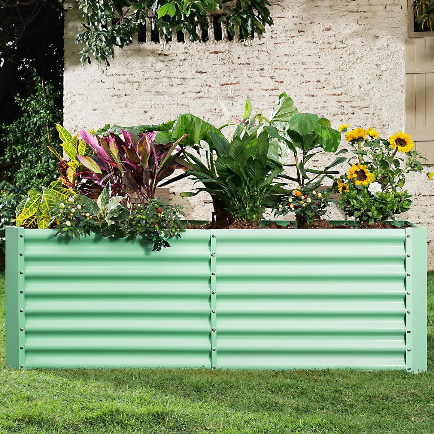 Land Guard 6×3×2ft Galvanized Raised Garden Bed, Planter Boxes Outdoor, Raised Garden Beds Outdoor for Vegetables, Flowers, Herbs, 269 Gallons, Lime Green…