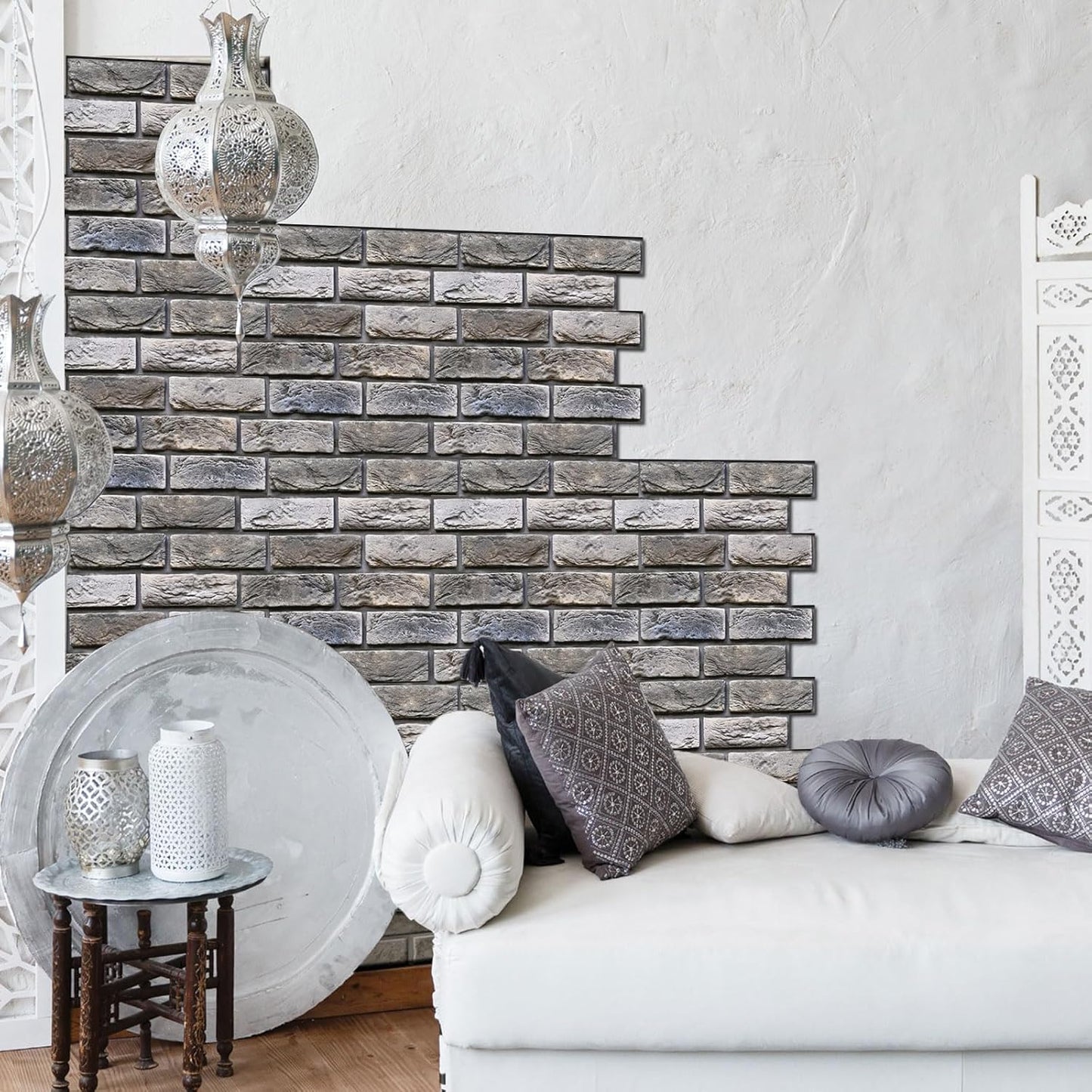 Faux Brick Wall Panels,3D Wall Panel Peel and Stick,3D Brick Wallpaper,10 PCS 11.8 x 11.8 Inch,Faux Brick Foam Self Adhesive Textured Medieval for Living Room Bedroom Cover 8.46.Sq.Ft.