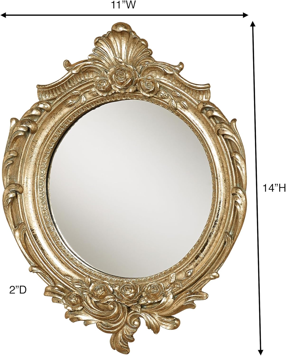 Touch of Class Fitzroy Accent Vintage Wall Mirror Antique Gold | Ornate Victorian Style Decor for Bedroom, Living Room, Hallway, Office | Antique Looking Circular Shape