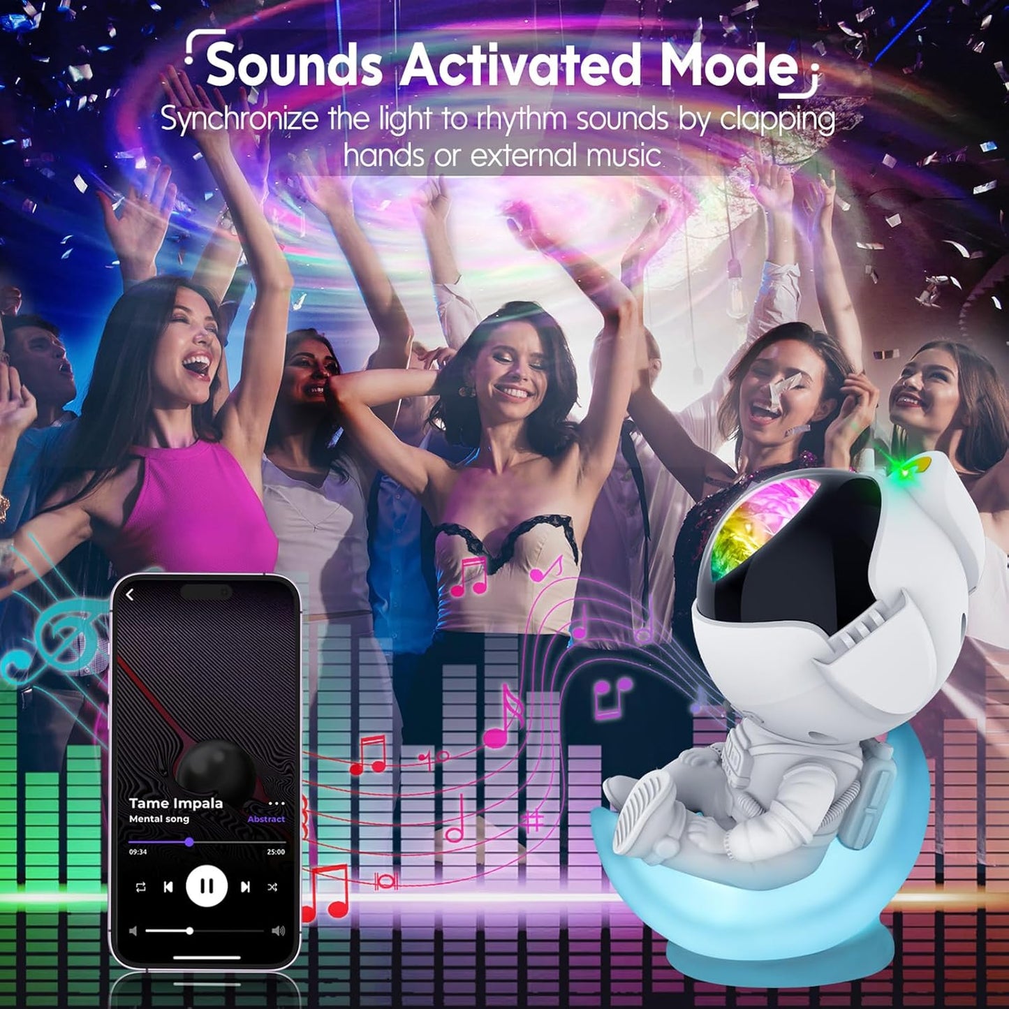 Rossetta Astronaut Projector, Space Projector Star for Bedroom, Galaxy Night Light with Timer and Remote, Kids Adults Room Decor Aesthetic, Gifts Christmas, Birthdays, White (HJ-XKD07)