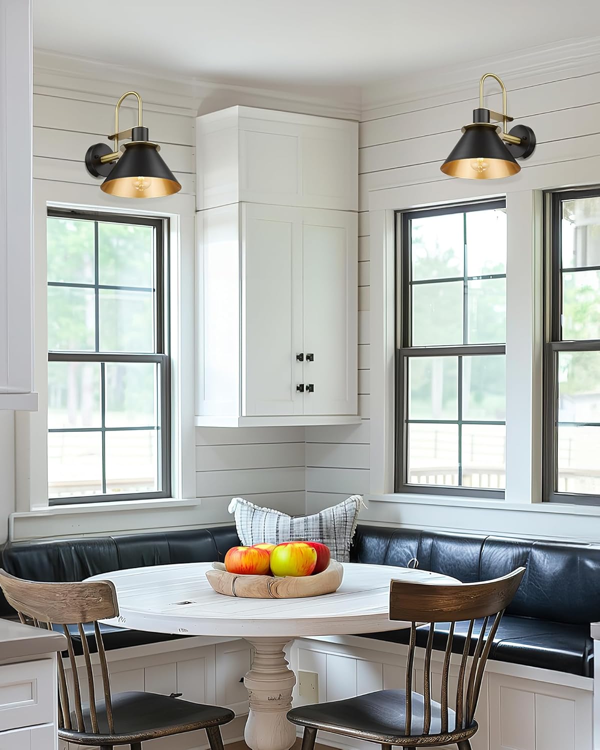 Modern 1 Light Bathroom Vanity Light Fixture, HWH Industrial Wall Sconce Lamp for Indoor Outdoor, Black Gold Finish Wall Light for Bedroom, Kitchen Sink, Above Mirror, 5HZG56B BK+BG