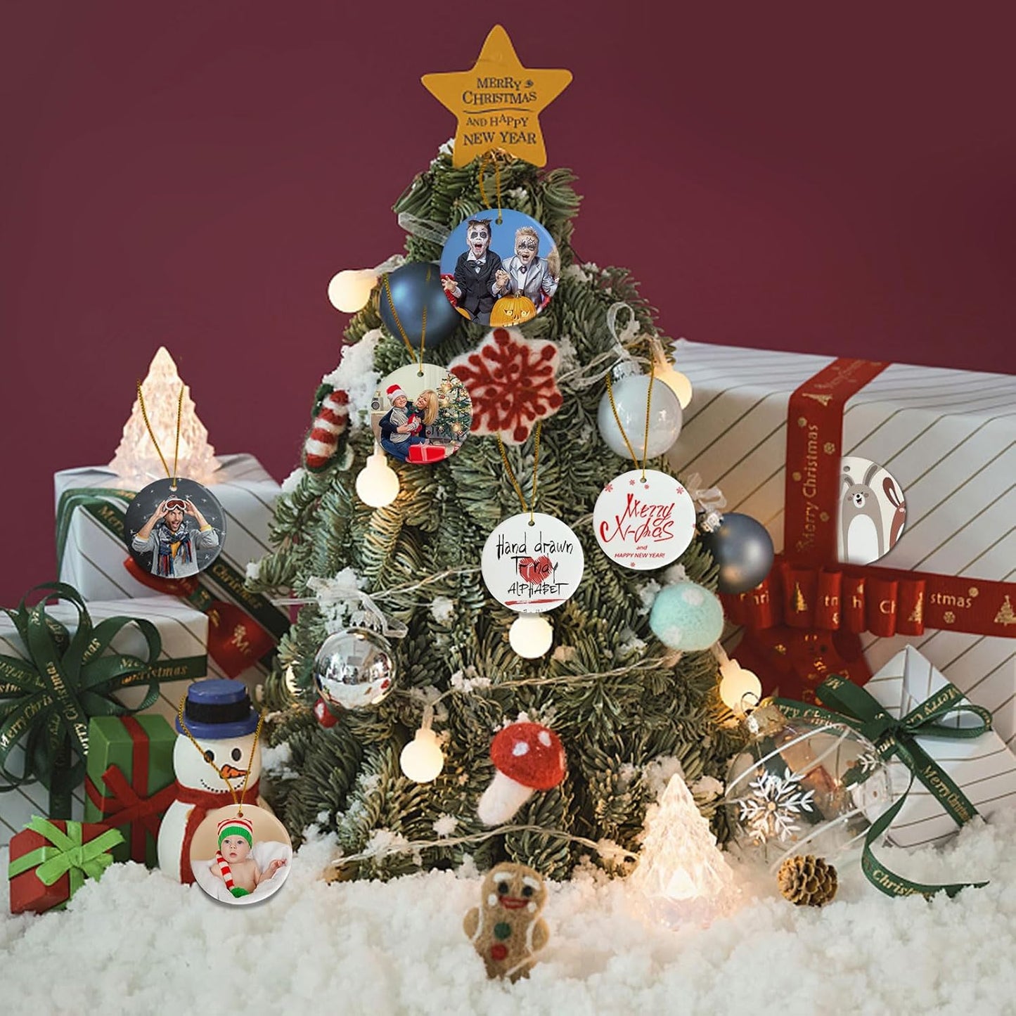 Sublimation Blanks Ornament Bulk 25pcs Personalized Christmas Ornaments Set Ceramic Ornaments White Sublimation Discs for Christmas Tree Decorations Wedding Birthday Gifts for Women Men 3"