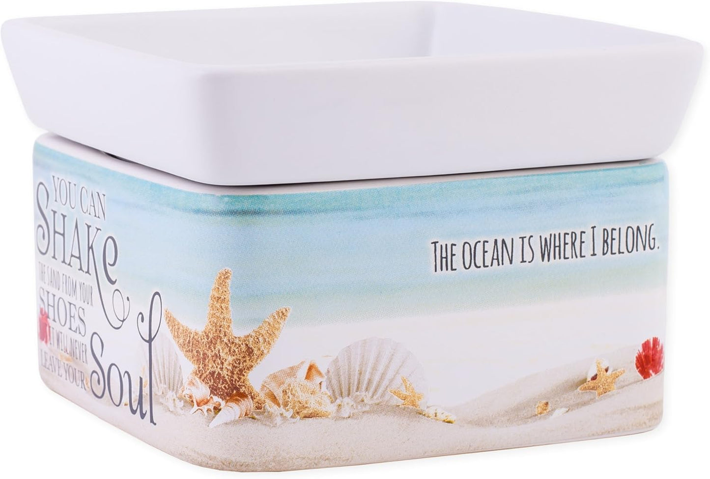 Shake Sand from Shoes Beach and Ocean Stoneware Electric 2-in-1 Jar Candle and Wax Tart Oil Warmer