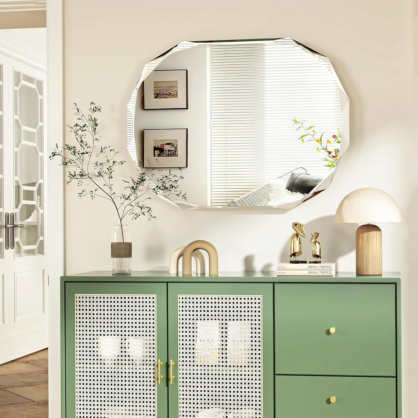 Bathroom Mirrors for Over Sink, Round Frameless Mirrors for Wall, 20x28 Inch Beveled Bathroom Mirror, Bathroom Vanity Circle Mirror for Bedroom Living Room Entryway Home Decor