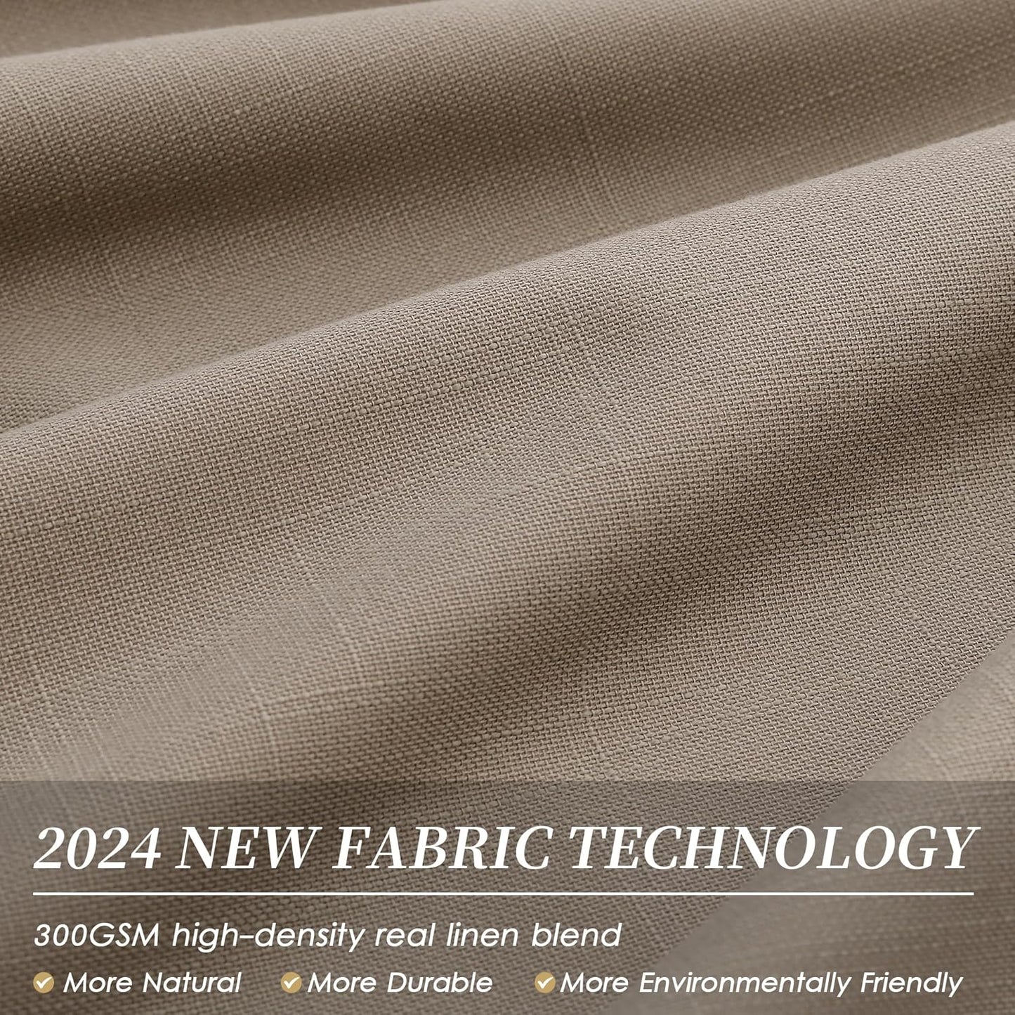 BOODII Room Darkening Curtains Light Brown Black Out Curtains 96 Inches Long 2 Panel Set Back Tab Neutral Linen Curtain for Sliding Door Modern Farmhouse Living Room Blackout Drapes Soundproof 52x96