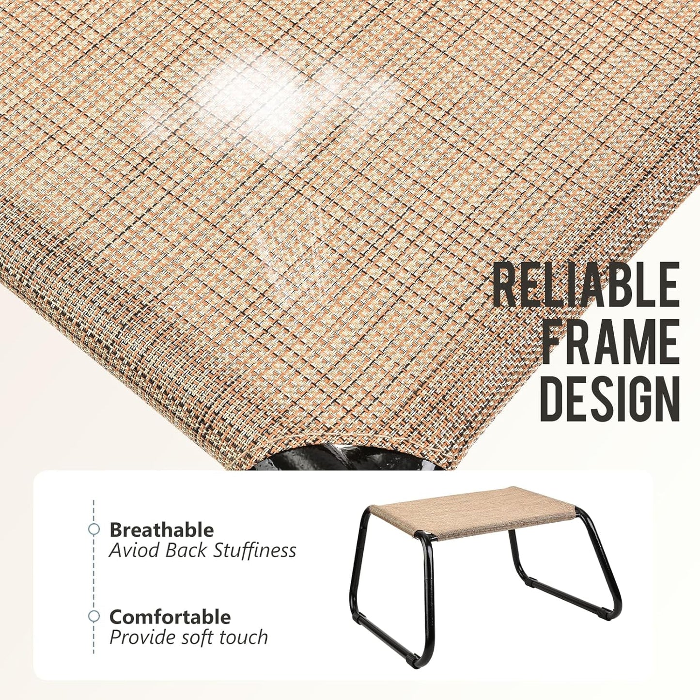 Outdoor Footstools for Patio,Backyard Patio Furniture Metal Frame Small Seat All Weather Footrest for Couch Patio Chairs 2 Pieces Beige