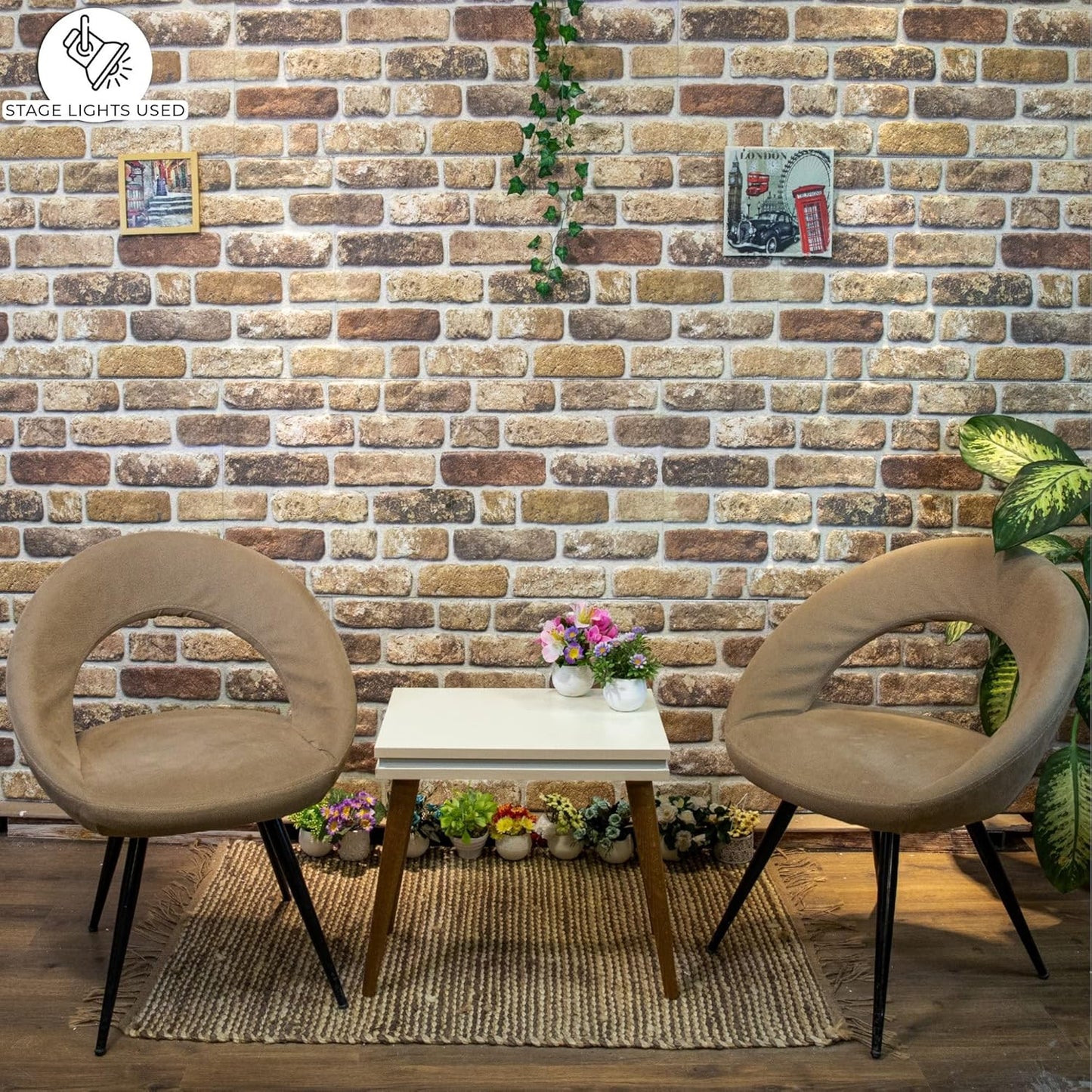 Dundee Deco 3D Wall Panels Faux Brick - Cladding, Light Brown Stone Look Wall Paneling, Styrofoam Facing for Living Room, Kitchen, Bathroom, Balcony, Bedroom, Set of 10, Covers 53 sq ft