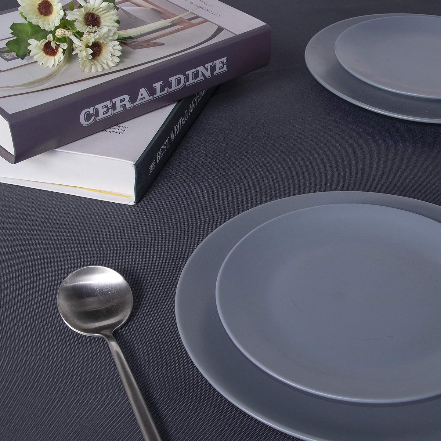 sancua Rectangle Tablecloth - 54 x 108 Inch - Stain and Wrinkle Resistant Washable Polyester Table Cloth, Decorative Fabric Table Cover for Dining Tables, Buffet Parties and Camping, Grey