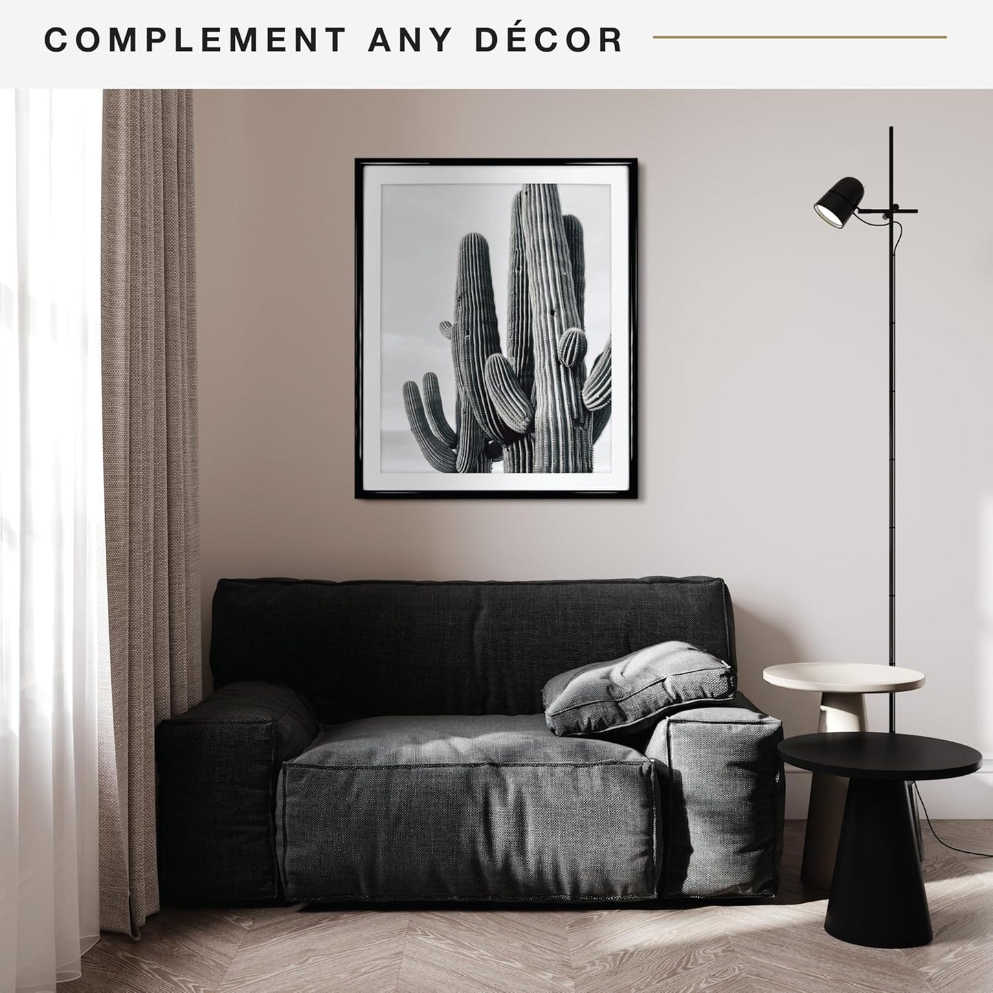 MCS Trendsetter 28x34 Matted Poster Frame with 24x30 Picture Display, Black Vertical & Horizontal Wall Hanging Large Picture Frame for Photos & Posters (1-Pack)