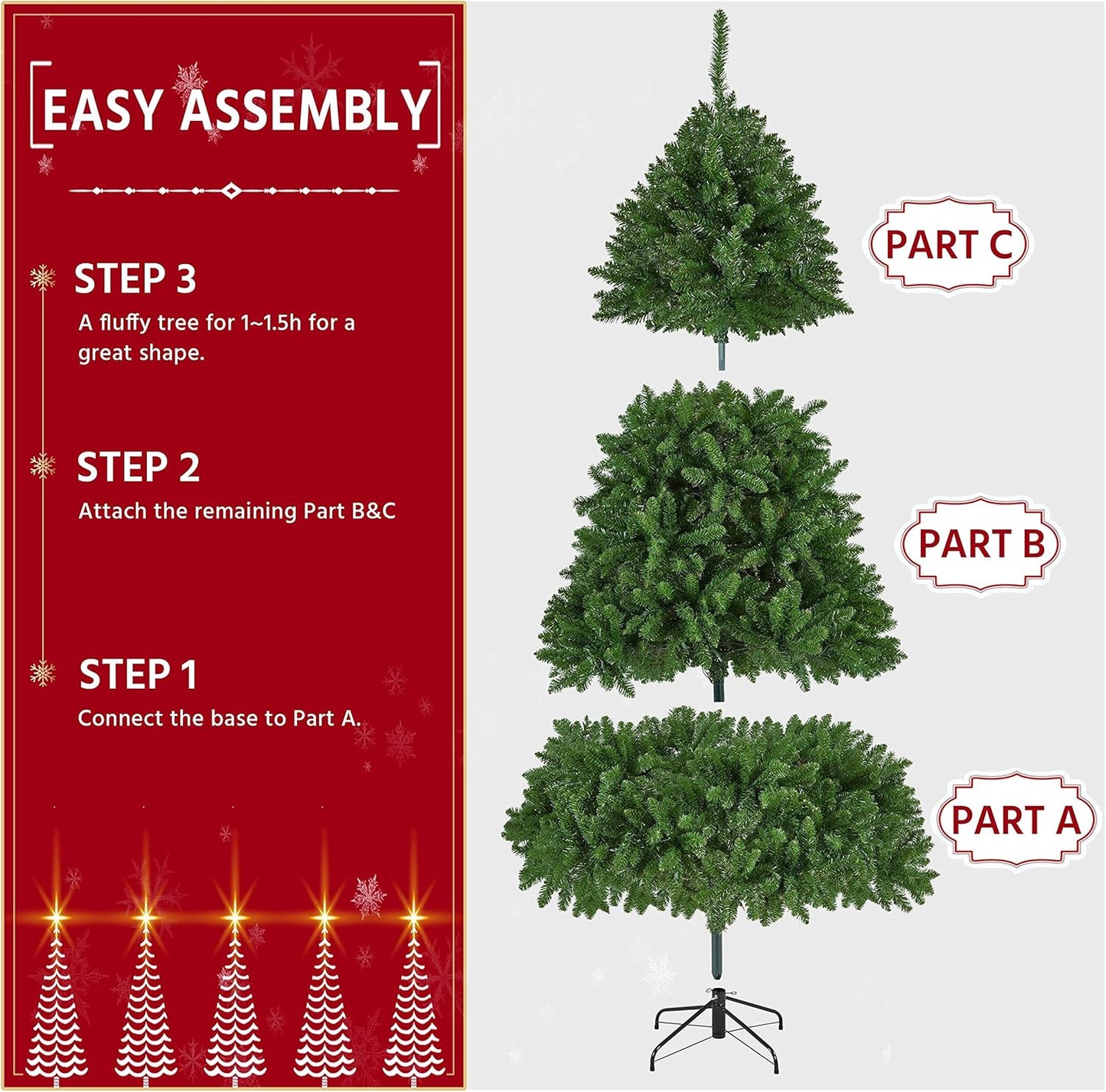 Yaheetech 6ft Premium Unlit Douglas Full Fir Christmas Tree with Foldable Stand Etra Thick Xmas Tree for Home Party Holiday Decoration with 1614 Branch Tips