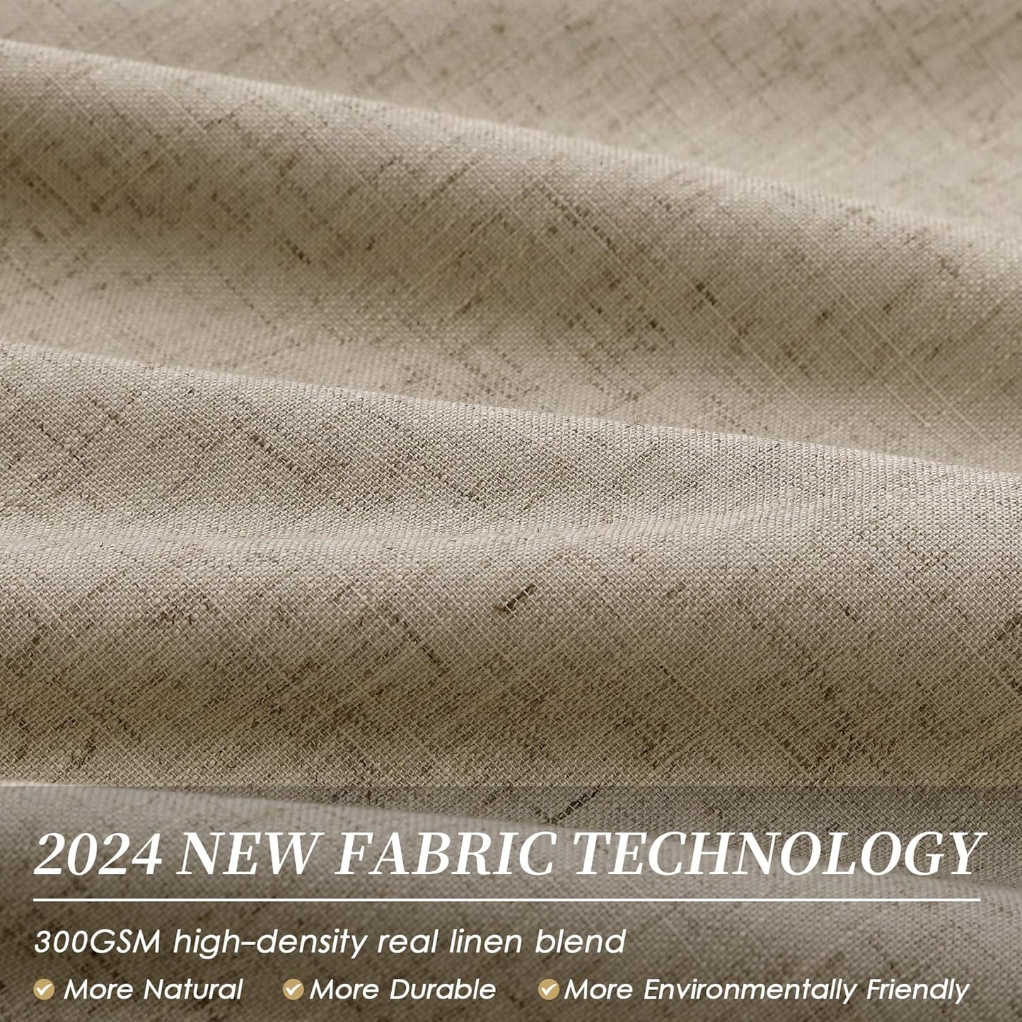 BOODII Room Darkening Curtains Khaki Black Out Curtains 96 Inches Long 2 Panel Set Back Tab Neutral Linen Curtain for Sliding Door Modern Farmhouse Living Room Blackout Drapes Soundproof 52x96