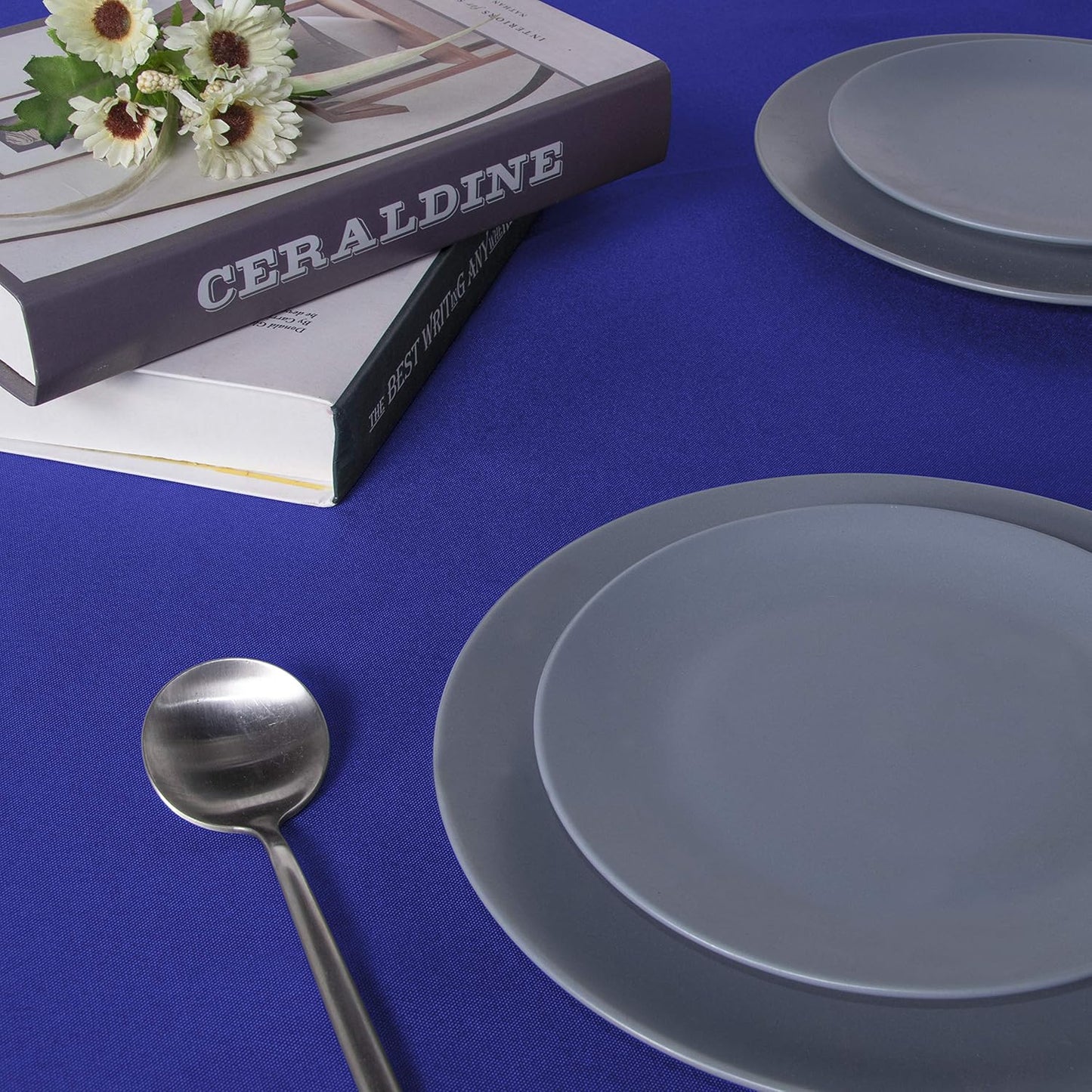 sancua Square Tablecloth - 54 x 54 Inch - Stain and Wrinkle Resistant Washable Polyester Table Cloth, Decorative Fabric Table Cover for Dining Tables, Buffet Parties and Camping, Blue