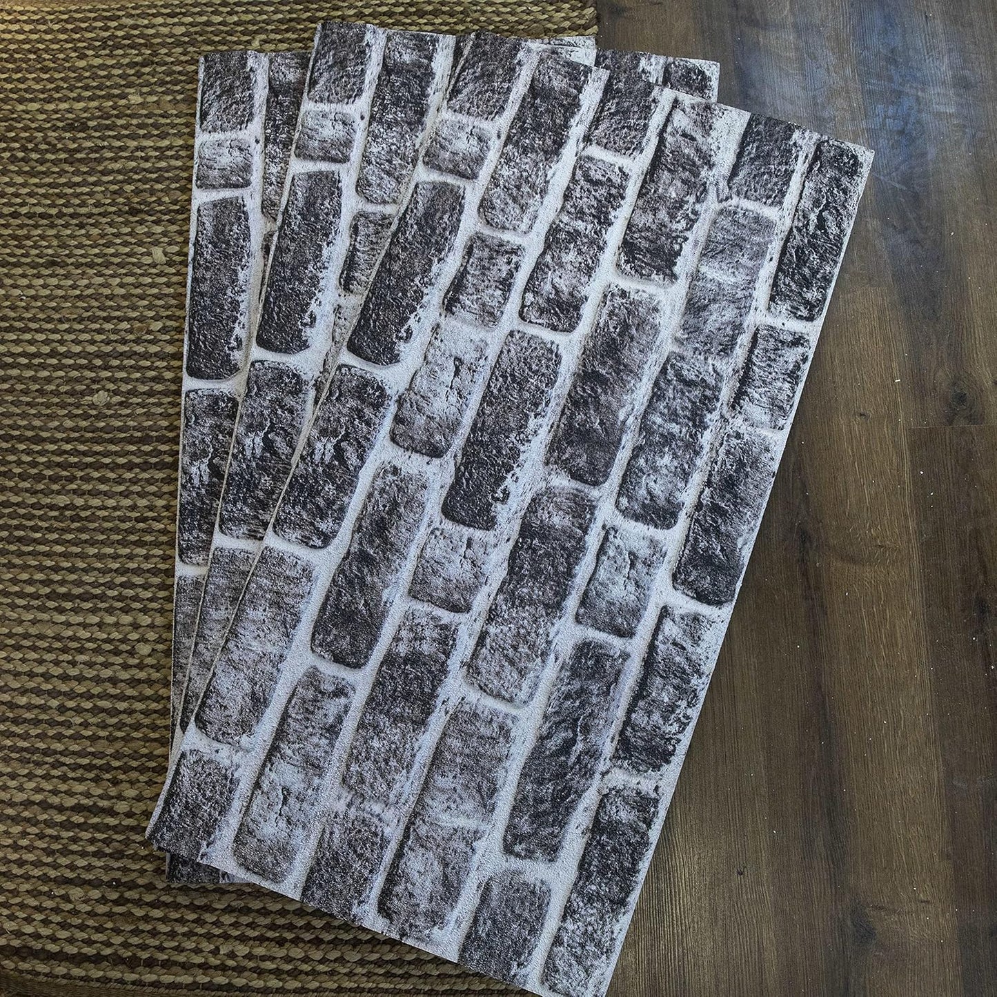 Dundee Deco 3D Wall Panels Faux Brick - Cladding, Charcoal White Stone Look Wall Paneling, Styrofoam Facing for Living Room, Kitchen, Bathroom, Balcony, Bedroom, Set of 10, Covers 54 sq ft